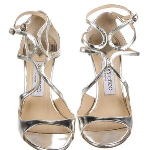 Jimmy Choo Patent Leather Sandals in Silver